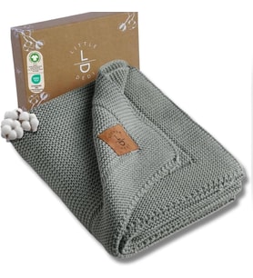 Organik Pamuklu Bebek Battaniyesi Kızlar/Erkek Çocuklar için 80x100 cm - Kundak ve Bebek Battaniyesi, Yumuşak Hafif Örgü Battaniye (Yeşil)