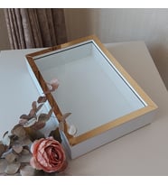 25X35 BEYAZ-GOLD LEDSİZ DERİN ANI ÇERÇEVESİ- NİŞAN SÖZ GÜLLERİNİZ İÇİN ÇERÇEVELER
