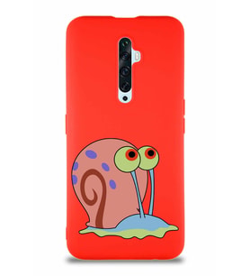 Oppo Reno 2Z Soft Premier Kapak Salyangoz Gary Tasarımlı Silikon Kılıf - Kırmızı (Şeffaf)