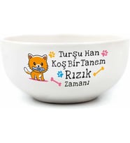 Turşu Han Koş Bir Tanem Rızık Zamanı! Krem Seramik Kase - Hediye Seramik Kase