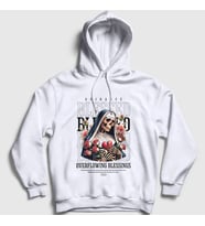 Presmono Unisex Beyaz Blessed By God Skull Nun Kapüşonlu Sweatshirt 446230tt