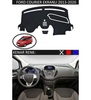 Ford Courier Ekranlı 2013-2020 Için Uygun Torpido Koruma Halısı Siyah Kenar Renk Siyah