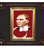Altın Varaklı Çerçeveli Paspartulu Atatürk Tablo TR0829 (Gold)