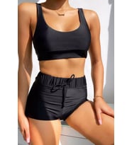 Angelsin Şortlu Tankini Bikini Takım (Siyah)