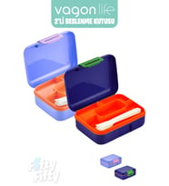 Vagonlife 2’li Beslenme Kutusu  ( Seçtiğiniz Renkte 2 Adet Gönderilir ) (Gümüş-Beyaz)