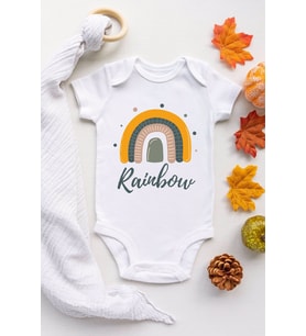 Rainbow Desenli Kısa Kol Body