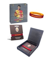Galatasaray Orijinal Çift Taraflı Silikon Bileklik Aslan Baskılı Ahşap Kutulu (Sarı-Kırmızı)
