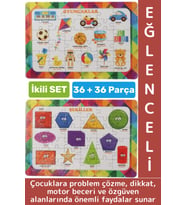 Eğlenceli Motor Zihinsel Beceri Geliştiren Eğitici Çocuk Puzzle Oyuncaklar Şekiller İkili SET 36 Prç