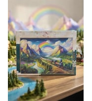 260 Parça Renkli Tren ve Dağ Manzaralı 48 x 34 CM Boyutunda Puzzle – Keyifli Hobi Deneyimi