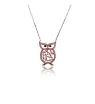 Baget Taşlı Baykuş Kolye (Rose - Gold)