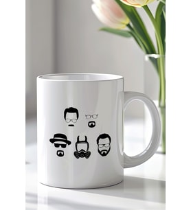 Breaking Bad Heisenberg Tasarımlı 330ml Baskılı Beyaz Seramik Kupa Bardak