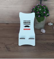 Erkek Öğretmene Hediye Ahşap Telefon Standı Öğretmenler Günü Hediyesi