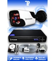 PICAM 1 Kameralı Panda 1 Dış Kamera Set 1 TB HDD Full HD Gece Görüşlü Güvenlik Kamerası Sistemi
