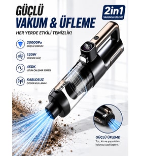 20000Pa Şarjlı Araç İçi Süpürge 6000mAh 120W LED Fenerli Kablosuz El Süpürgesi Dikey Vacuum