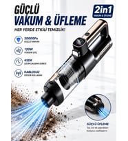 20000Pa Şarjlı Araç İçi Süpürge 6000mAh 120W LED Fenerli Kablosuz El Süpürgesi Dikey Vacuum