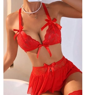 Mulvxbrf Brf02  Kırmızı Dantelli Fiyonklu  Babydol (Mulvix)