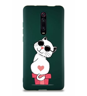 Xiaomi Mi 9T Soft Premier Kapak Coolcat Tasarımlı Silikon Kılıf - Yeşil (Şeffaf)