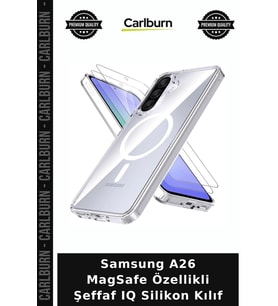 Samsung A26 MagSafe Özellikli Şeffaf IQ Silikon Kılıf Akıllı Aksesuar Cep Koruma Koruyucu Kapak