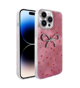 Lexroo iPhone 14 Pro Max Kılıf Kamera Korumalı Figürlü Ponti Silikon Kılıf - Açık Pembe