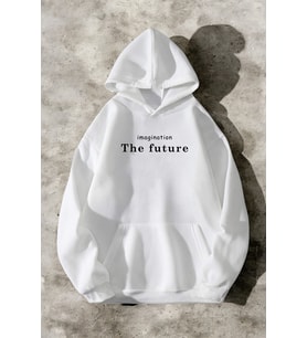 The Future Baskılı Oversize Sweatshirt (Beyaz)