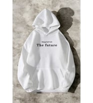 The Future Baskılı Oversize Sweatshirt (Beyaz)