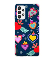 PrintiFy Samsung Galaxy A73 ile Uyumlu 1mm Slim Fit Retro Renkler 3 Baskılı Şeffaf  Kılıf