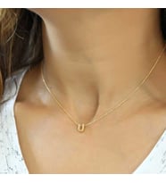 Gümüş Gold 3 Boyutlu U Harf Bayan Kolye (Karışık)