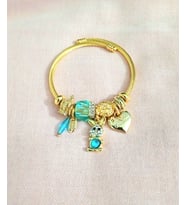 kadın tavşan figürlü çelik pandora (Mavi)