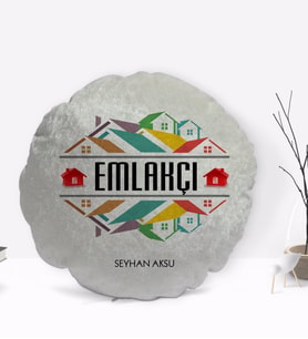 BK Gift Kişiye Özel İsimli Emlakçı Tasarımlı Dekoratif Kırlent Yastık-1