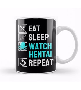 Eat Sleep Anime Repeat Hentai Ecchi Anime Gift Kupa Bardak Porselen