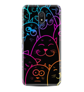 Xiaomi Redmi 8A 8 Pro 9C 9T 10C 11T Pro Kılıf Desenli Silikon Neon Cats 1790