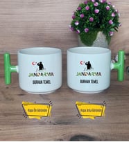 Kişiye Özel Jandarma Kupa Bardak T Yeşil Kulplu Askeri Personele Hediye, Jandarmaya Hediye