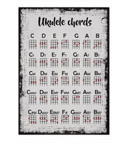 ekart Ukulele Akorları Hediyelik Mdf Tablo 15cmX 22cm