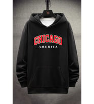 Unisex Chiago Baskılı Sweatshirt (Siyah)