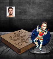 Kişiye Özel Uzay Karikatürlü Ahşap Biblo Kutulu Bay-1