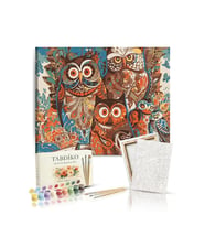 Sayılarla Boyama Seti 40 x 50 cm Tuval Şasesine Gerili Baykuşlar