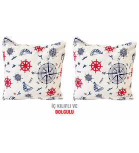 Kırlent Yastık Dolgulu Fermuarlı Vip Yastık 2 ADET-43x43 CM(MARİN)