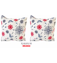Kırlent Yastık Dolgulu Fermuarlı Vip Yastık 2 ADET-43x43 CM(MARİN)