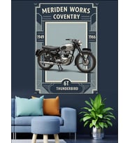 Vintage Tabela Motosiklet Teknik Çizim Dekoratif Kanvas - Mdf Ahşap Tablo