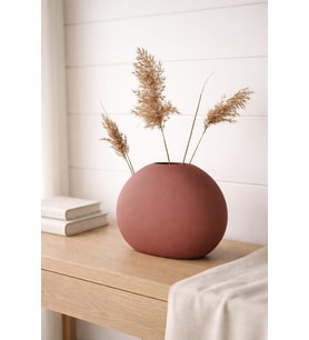 Büyük Boy Modern Tarz Yassı Vazo Doğal Taş Döküm Ağır Vazo 22 CM
