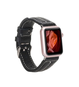 Apple Watch Uyumlu Deri Kordon 42-44-45mm NM3 AS5 (Siyah)