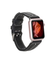 Apple Watch Uyumlu Deri Kordon 42-44-45mm NM3 AS5 (Siyah)