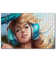 Cakapuzzle Kulaklık Sarışın Kadın İllüstrasyo 120 Parça Puzzle Yapboz MDF(Ahşap)