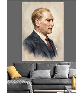 Karizmatik Atatürk Profil Portre Sanatı Dekoratif Kanvas - Mdf Ahşap Tablo