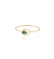 Kadir Jewellery 22 Ayar Altın Kaplama El İşçiliği Zirkon Taşlı Kadın Kelepçe Bilezik (K.Yeşil)