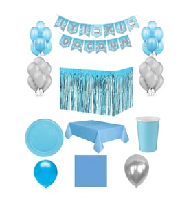 Mavi Gümüş Iyiki Doğdun Doğum Günü Seti Mavi Gümüş Balon