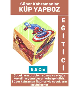 Premium El Göz Koordinasyon Geliştirici Eğitici Eğlenceli Süper Kahraman Figürlü Çocuk KÜP YAPBOZ