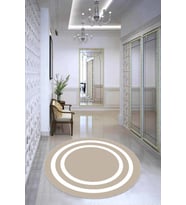 Bej Çerçeveli Kaymaz Tabanlı Yıkanabilen Yuvarlak Halı AR510 - 100 x 100 cm