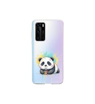 Huawei P40 ile Uyumlu Splash Panda Tasarımlı Şeffaf Silikon Kılıf