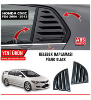 Honda Civic FD6 2006-2011 Uyumlu Kelebek Cam Izgarası Kelebek Cam Vizörü Havalandırma Parlak Siyah